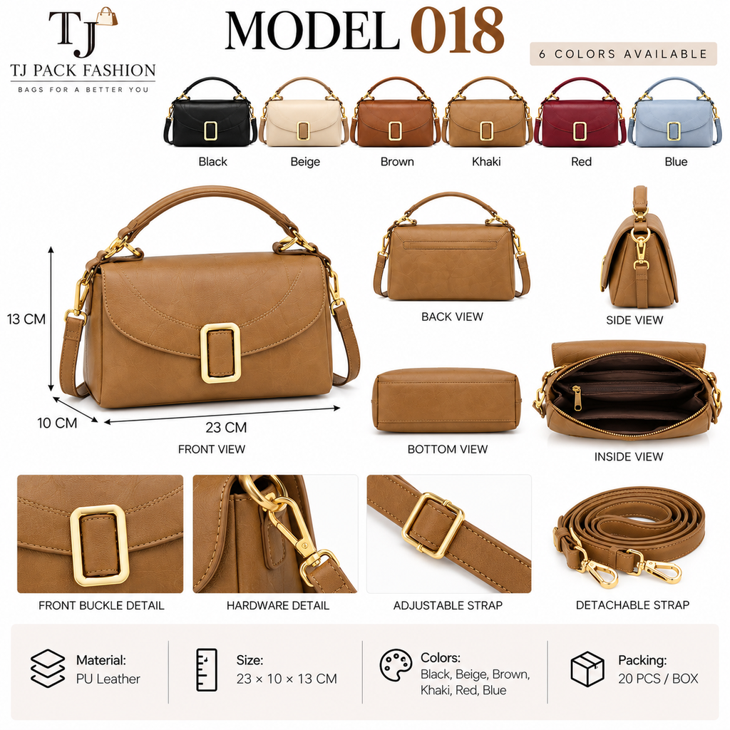 Model 018 – Elegant Buckle Detail Shoulder Bag
