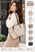 Model 020 – Large Patterned Tote Bag with Matching Pouch