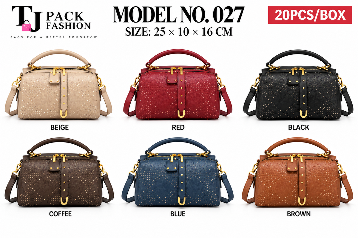 Model No. 027 – Studded Quilted Structured Top-Handle Satchel