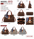 Model 013 – Checkered Structured Handbag with Turn-Lock Closure & Scarf