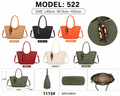 Model 522 Women Fashion Textured Tote Handbag with Beaded Charm