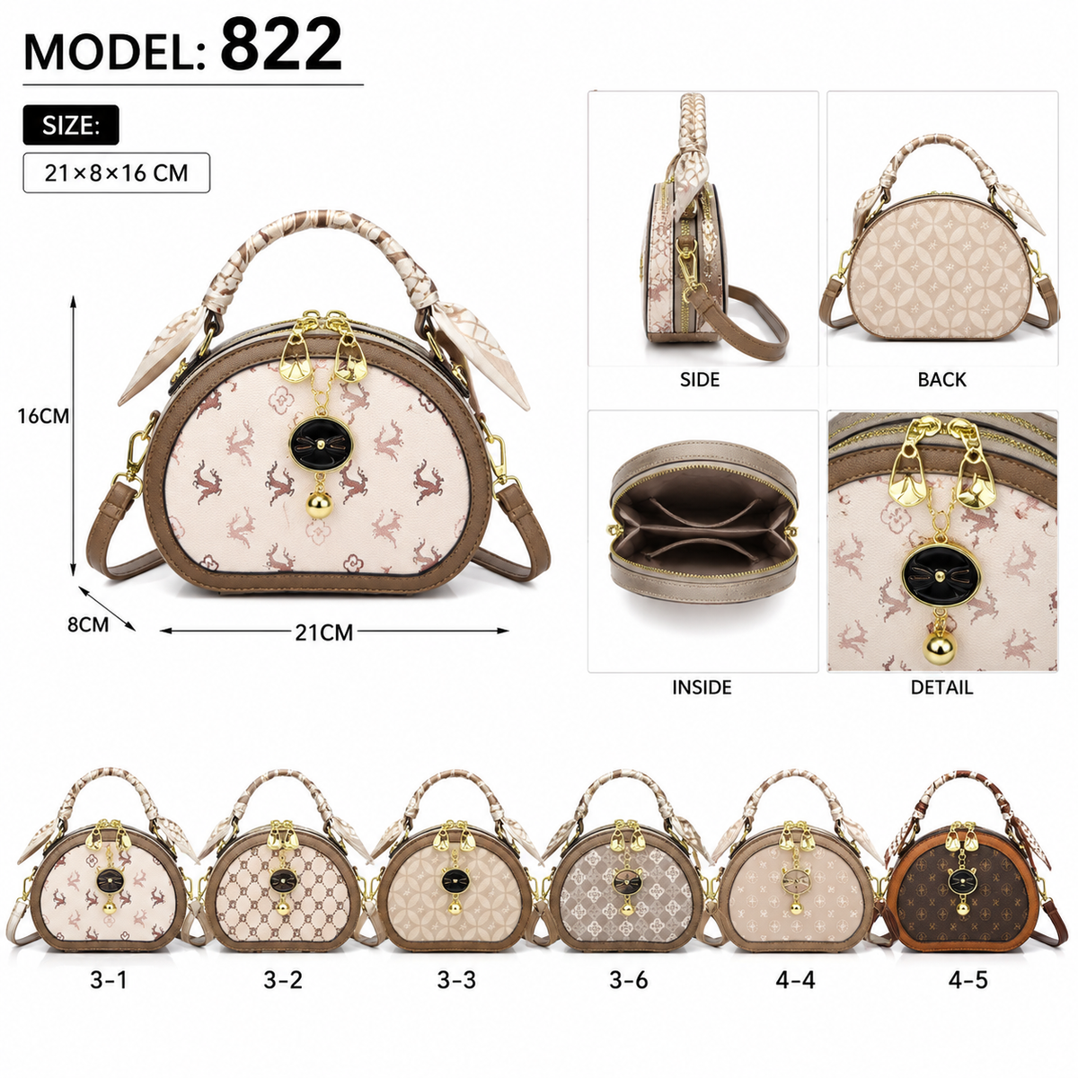 MODEL:822 – Fashion Oval Crossbody Handbag