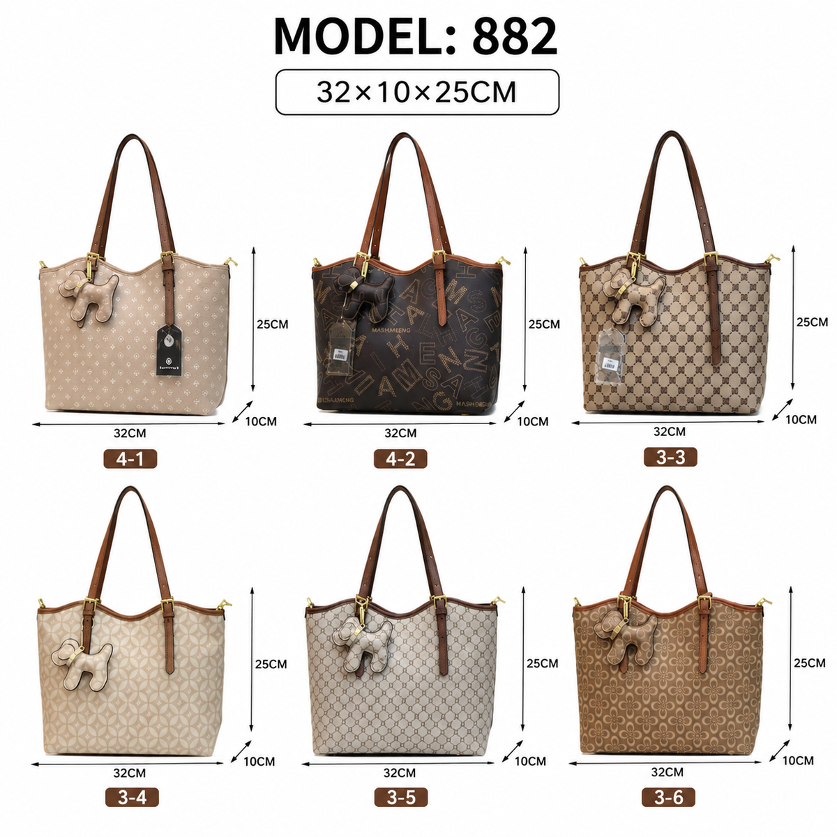 Model No. 882 Women Fashion Tote Bag – Size 32×10×25cm