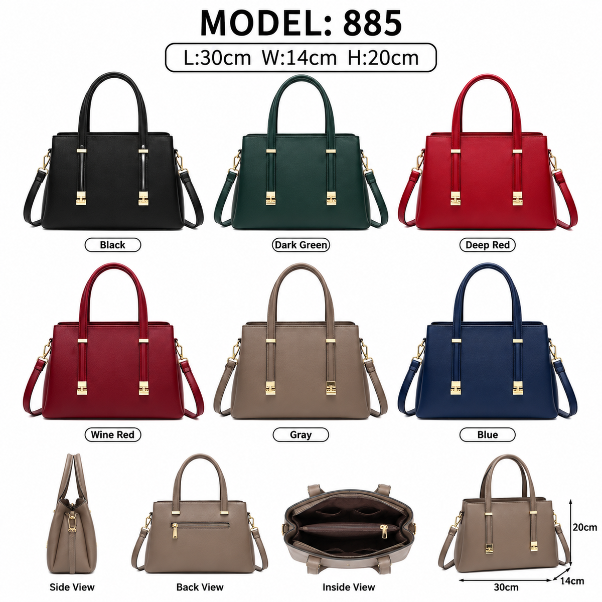Model No. 885 Women Fashion Structured Handbag