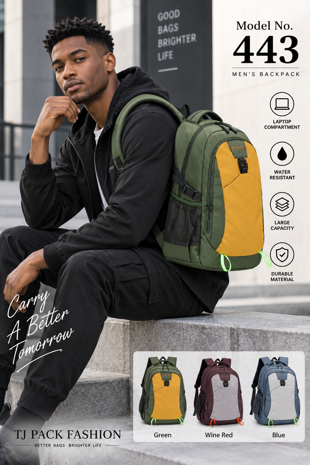Model 443 – Multi-Compartment Travel & Laptop Backpack