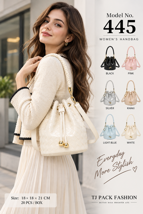 Model 445 – Woven Drawstring Bucket Shoulder Bag