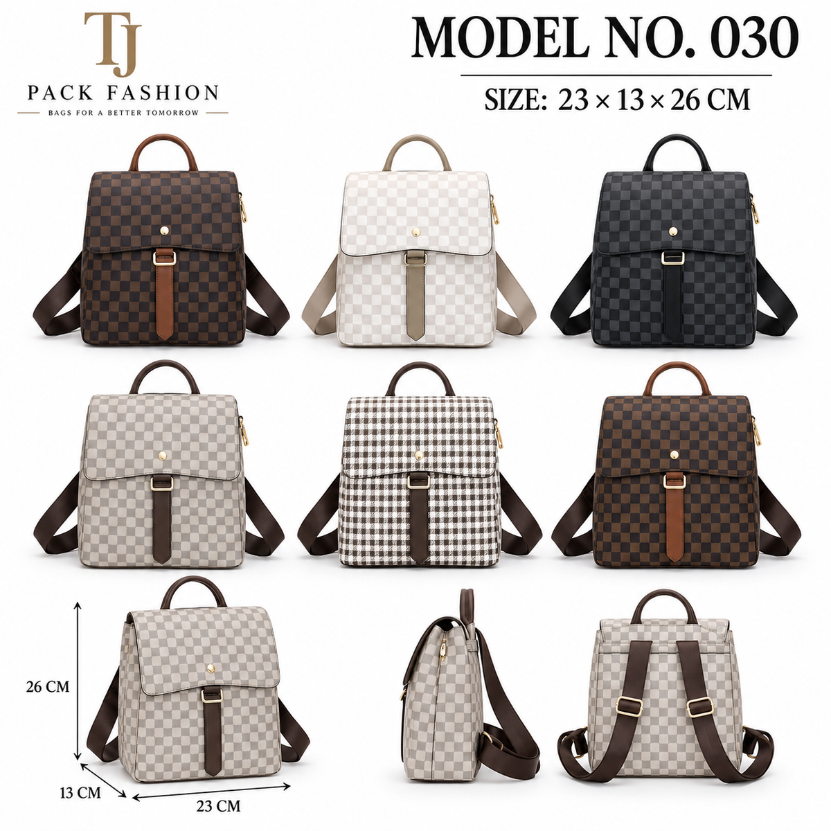 Model No. 030 – Fashion Checkered Flap Backpack