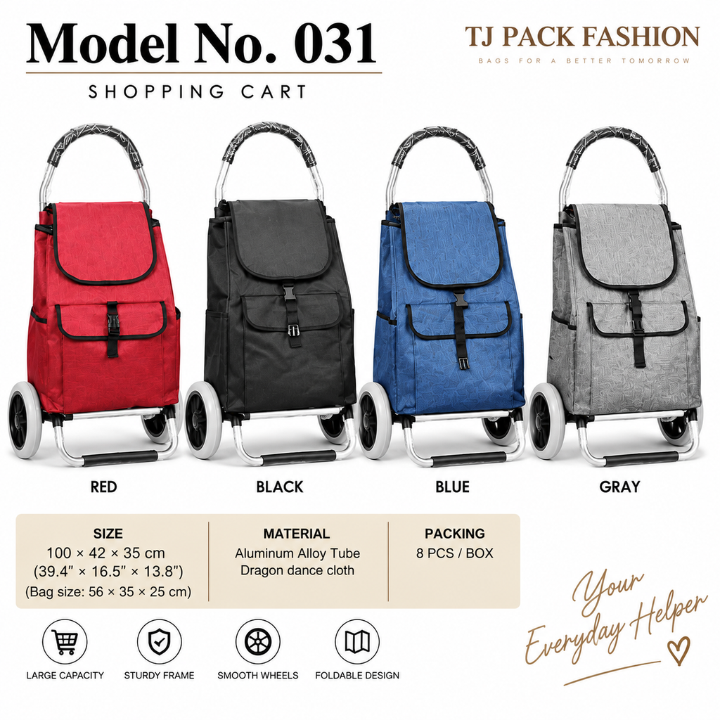 Model No. 031 – Multi-Pocket Rolling Shopping Cart
