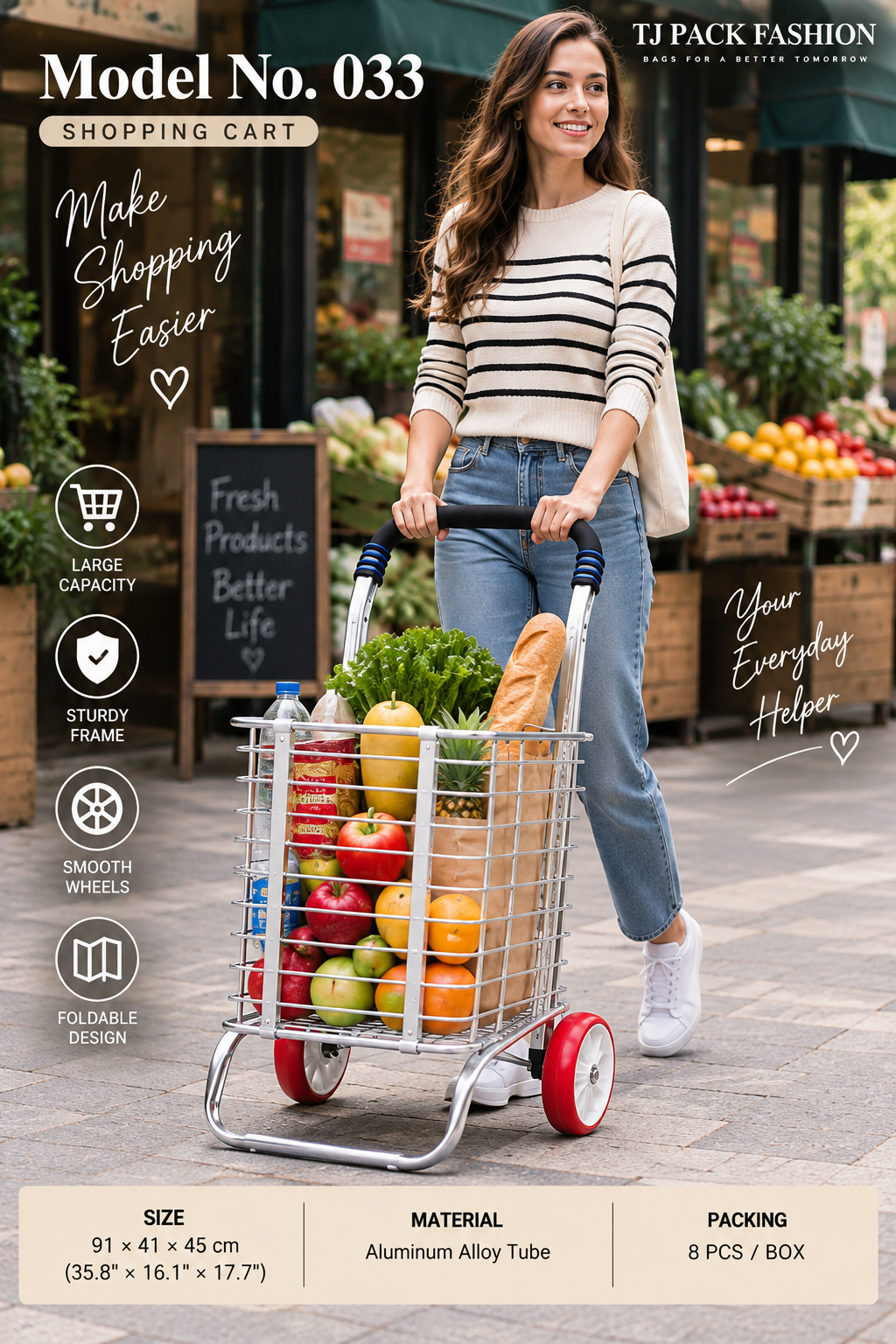 Model No. 033 – Foldable Wire Shopping Cart