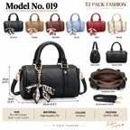 Model No. 019 – Textured Bow-Accent Barrel Handbag