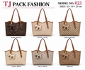 Model No. 023 – Patterned Tote Handbag with Plush Charm